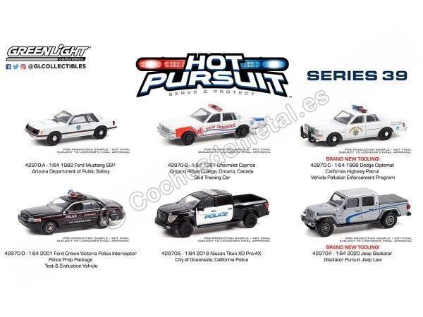Cochesdemetal.es Lote de 6 Modelos "Hot Purituit Series 39" 1:64 Greenlight 42970