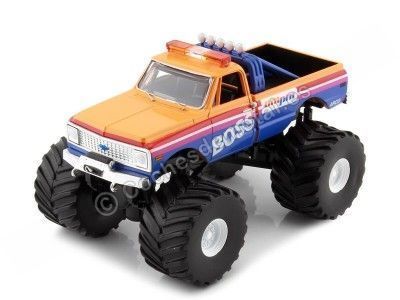 Cochesdemetal.es 1972 Chevrolet K-10 Monster Truck "Am / PM Boss Kings of Crunch" Naranja / Azul 1:43 Greenlight 88021