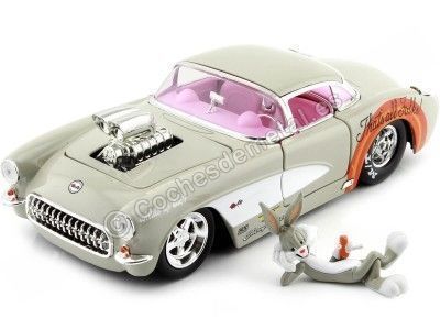 Cochesdemetal.es 1957 Chevrolet Corvette + Figura Bugs Bunny Looney Tunes 1:24 Jada Toys 32390 253255041