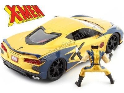 2020 Chevrolet Corvette C8 Stingray + Figura Wolverine Marvel X-Men 1:24 Jada Toys 33354/253225025 Cochesdemetal.es 2