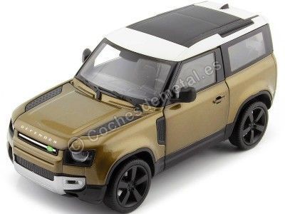 Cochesdemetal.es 2020 Land Rover Defender Marrón Metalizado/Blanco 1:26 Welly 24110