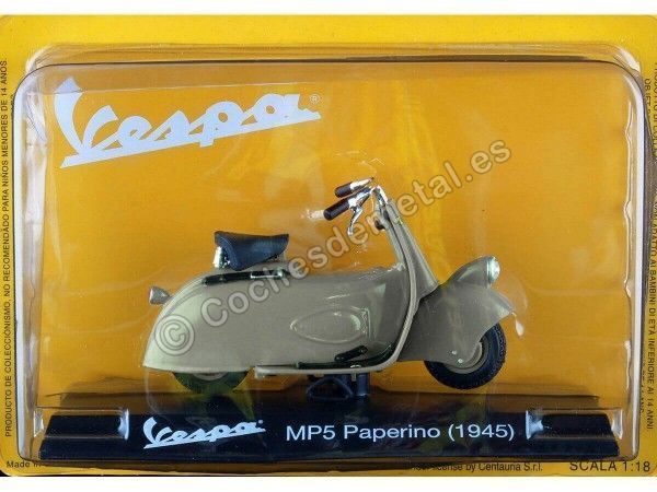 Cochesdemetal.es 1945 Vespa Mp5 Paperino Brown 1:18 Editorial Salvat VES0022