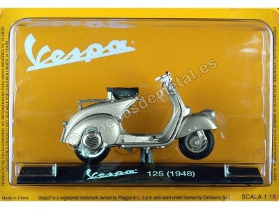 Cochesdemetal.es 1948 Vespa 125 Gris 1:18 Editorial Salvat VES0039