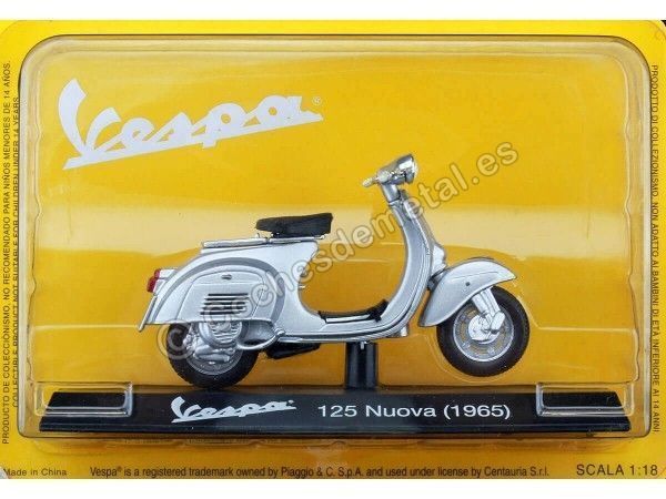 Cochesdemetal.es 1965 Vespa 125 New Gris 1:18 Éditorial Salvat Ves0023