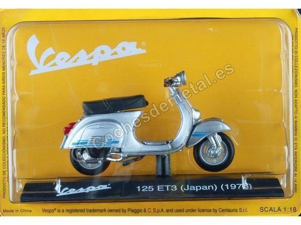 CARSDEMETAL.ES 1976 VESPA 125 ET3 (Japon) Gray / Bleu 1:18 Éditorial Salvat Ves0059