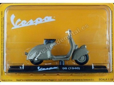 Cochesdemetal.es 1946 Vespa 98 DEL Gris 1:18 Editorial Salvat VES0005 2