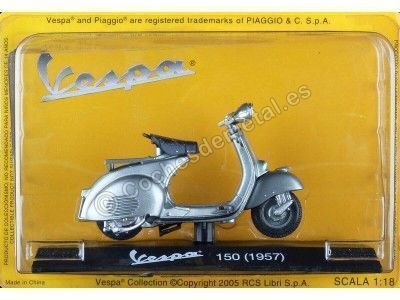 Cochesdemetal.es 1957 Vespa 150 Gris 1:18 Editorial Salvat VES0043 2