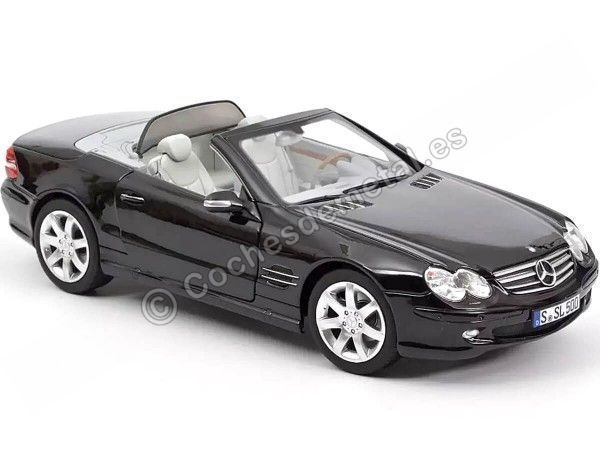 Cochesdemetal.es 2003 Mercedes-Benz SL 500 Convertible Negro 1:18 Norev HQ 183840