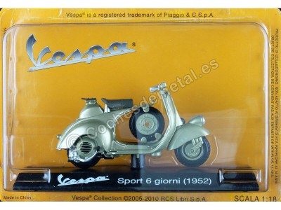 Cochesdemetal.es 1952 Vespa Sport 6 jours verts 1:18 éditorial salvat ves0016