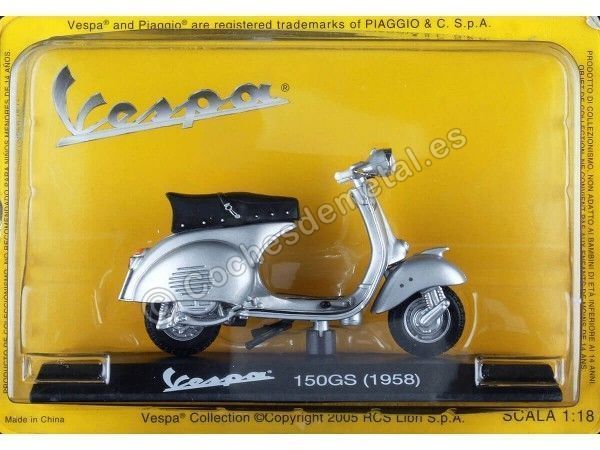 Cochesdemetal.es 1958 Vespa 150 Gs Gris 1:18 Editorial Salvat VES0010