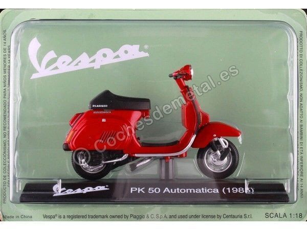 CARSDEMETAL.ES 1985 VESPA PK 50 Automatica Red 1:18 Éditorial Salvat Ves0057