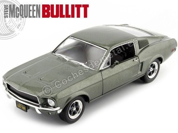 Cochesdemetal.es 1968 Ford Mustang GT Fastback "BULLITT" Highland Green 1:24 Greenlight 84038