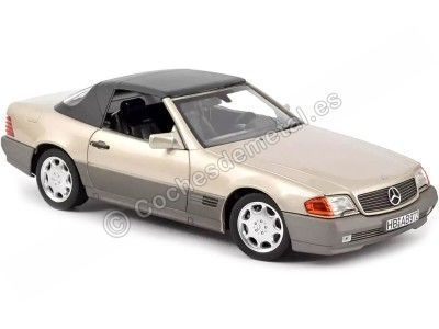 Cochesdemetal.es 1989 Mercedes-Benz 500 SL Convertible W129 Smoke Silver Metallic 1:18 Norev HQ 183719 2