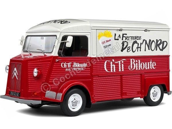 Cochesdemetal.es 1969 Citroen Type HY Friterie CH`TI Biloute Blanco/Rojo 1:18 Solido S1804817