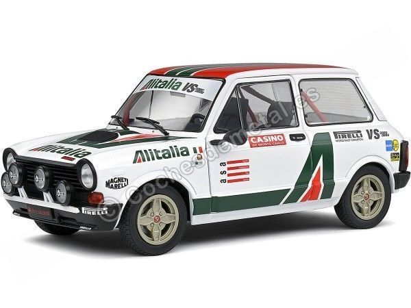 Cochesdemetal.es 1980 Autobianchi A112 MK5 Abarth Set Alitalia Rallye Blanco 1:18 Solido S1803803