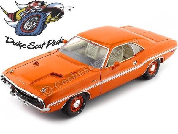 Cochesdemetal.es 1970 Dodge Challenger R / T Naranja Mango 1:18 Greenlight 13630