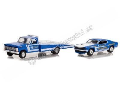 Cochesdemetal.es 1969 Camión Rampa Ford F-350 + 1969 Ford Mustang Ford Drag Team "H.D. Trucks Series 24" 1:64 Greenlight 33240A