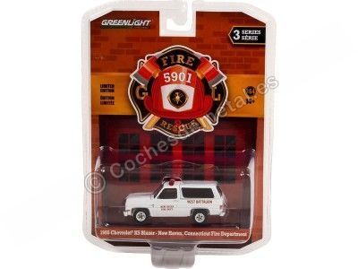 Cochesdemetal.es 1985 Chevrolet K5 Blazer Bomberos Connecticut "Série d'incendie et de sauvetage 3" 1:64 Greenlight 67030D 2