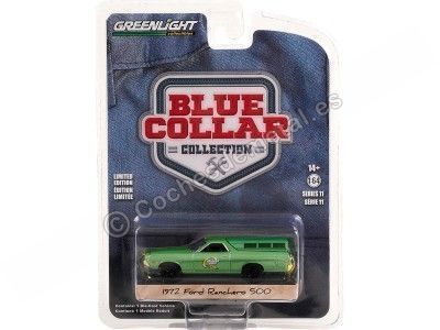 Cochesdemetal.es 1972 Ford Ranchero 500 con Camper Shell Quaker State "Blue Collar Collection Series 11" 1:64 Greenlight 35240B 2