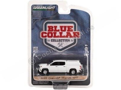2022 Chevrolet Silverado W/T con Camper Shell "Blue Collar Collection Series 11" 1:64 Greenlight 35240F Cochesdemetal.es 2