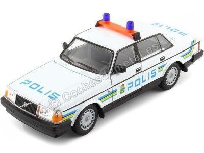 Cochesdemetal.es 1986 Volvo 240 GL "Policía de Suecia" Blanco 1:24 Welly 24102SP