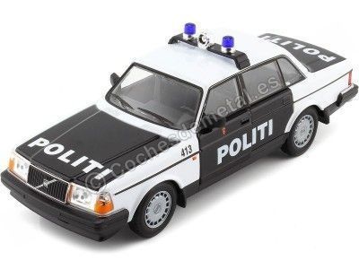 CARSDEMETAL.ES 1986 Volvo 240 BL "Norvège Police" blanc / noir 1:24 Welly 24102NW