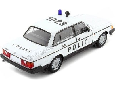 CARSDEMETAL.ES 1986 Volvo 240 GL "Police du Danemark" White 1:24 Wellly 24102DK 2