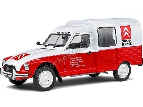 Cochesdemetal.es 1984 Citroen Acadiane "Servicio Citroen" Blanco/Rojo 1:18 Solido S1800407