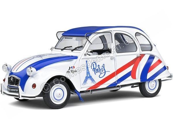 Cochesdemetal.es 1982 Citroen 2CV6 "Región Paris" Rojo/Blanco/Azul 1:18 Solido S1805018