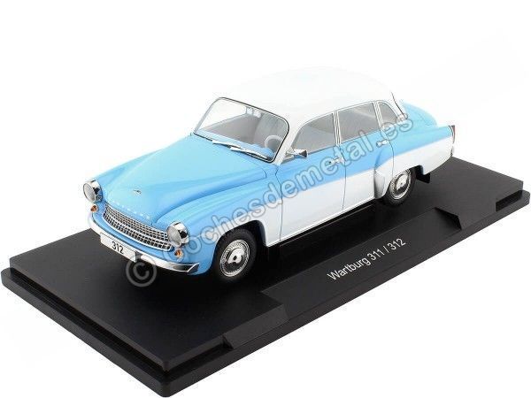 Cochesdemetal.es 1965 Wartburg 312 Azul Claro/Blanco 1:18 MC Group 18300