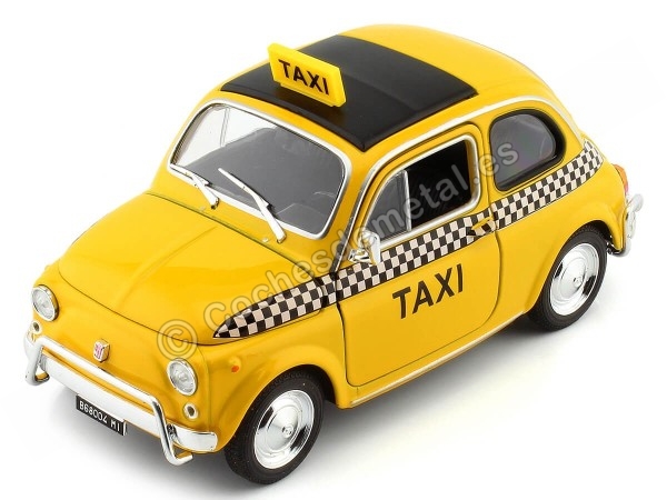 Cochesdemetal.es 1957 Fiat Nuova 500 Taxi Amarillo 1:24 Welly 22515