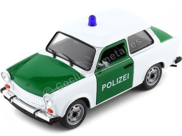 Cochesdemetal.es 1963 Trabant 601 Policía Alemana Blanco/Verde 1:24 Welly 24037