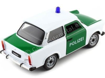 Cochesdemetal.es 1963 Trabant 601 Policía Alemana Blanco/Verde 1:24 Welly 24037 2