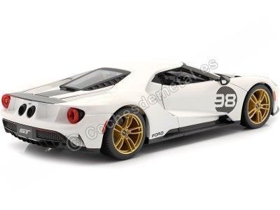 Cochesdemetal.es 2021 Ford GT Nº98 Heritage Edition Blanco/Rojo/Carbón 1:18 Maisto 31390 2