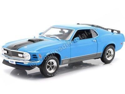 Cochesdemetal.es 1970 Ford Mustang Mach 1 Azul/Negro 1:18 Maisto 31453