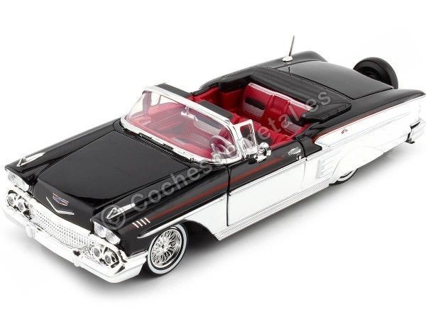 Cochesdemetal.es 1958 Chevrolet Impala Negro / Blanco 1:24 Motor Max 79025