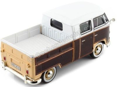 Cochesdemetal.es 1967 Volkswagen Type 2 T1 Cabina Doble Pickup Surf Marron/Blanco 1:24 Motor Max 79560 2