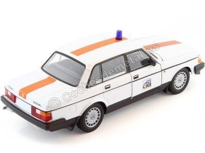 Cochesdemetal.es 1986 Volvo 240 GL "Policía de Bélgica" Blanco 1:24 Welly 24102BE 2