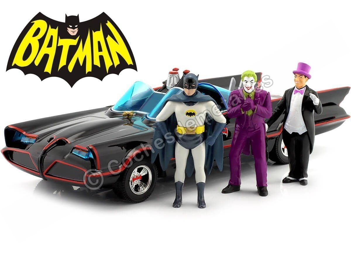 1966 TV Series Batmobile con Batman, Robin, Joker y Pingüino 1:24 J...