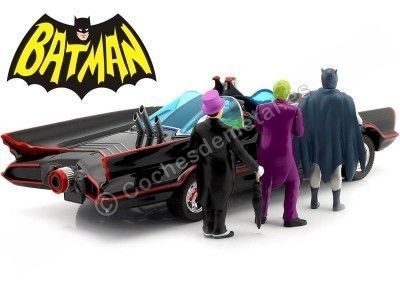 Cochesdemetal.es 1966 TV Series Batmobile con Batman, Robin, Joker y Pingüino 1:24 Jada Toys 33737/253215011 2