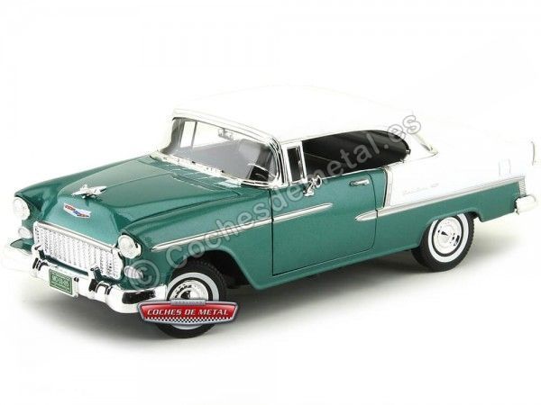 Cochesdemetal.es 1955 Chevrolet Bel Air Hard Top Verde / Blanco 1:18 Motor Max 73185