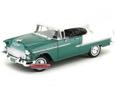 Cochesdemetal.es 1955 Chevrolet Bel Air Hard Top Verde / Blanco 1:18 Motor Max 73185