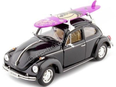 Cochesdemetal.es 1959 Volkswagen VW Kafer Con Tabla de Surf Negro 1:24 Welly 22436