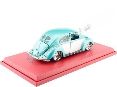 Cochesdemetal.es 1951 Volkswagen VW Beetle Hard Top Custom Plata/Turquesa Metalizado 1:18 Maisto Premiere 31018 2
