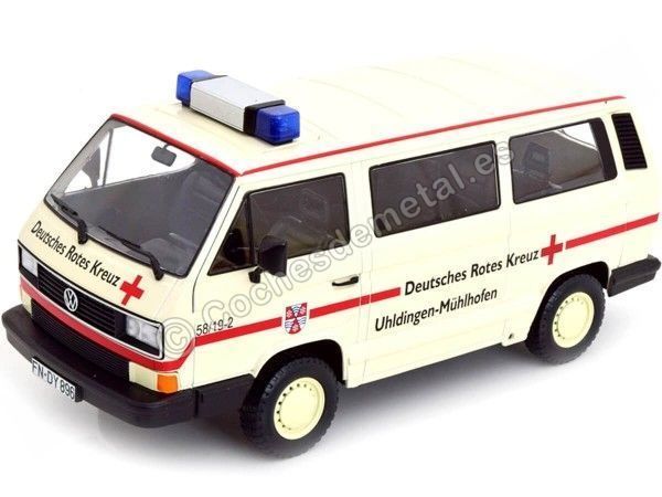 Cochesdemetal.es 1987 Volkswagen Bus T3 Syncro Cruz Roja Alemana 1:18 KK-Scale KKDC180968