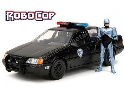 Cochesdemetal.es 1986 Ford Tarus LX Policía de Detroit + Figura RoboCop Negro 1:24 Jada Toys 33743/253255060 2