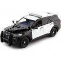 CARSDEMETAL.ES 2022 Ford Interceptor Utility avec défenses et barre d'éclairage blanc / noir 1:24 Motor max 76988