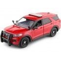 CARSDEMETAL.ES 2022 Ford Interceptor Utility avec défenses et barre rouge 1:24 Motor Max 7698