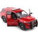 CARSDEMETAL.ES 2022 Ford Interceptor Utility avec défenses et barre rouge 1:24 Motor Max 7698