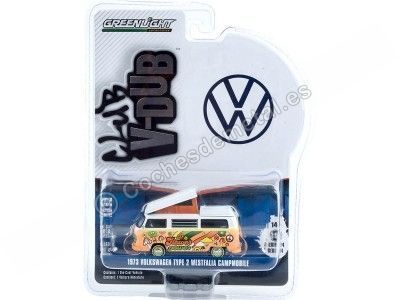 Cochesdemetal.es 1973 Volkswagen Type 2 Westfalia Flower Power "Club Vee-Dub Series 14" 1:64 Greenlight 36050C 2